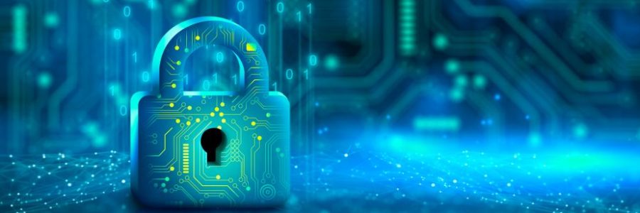 Padlock with Keyhole in data security on circuit. Modern safety digital Concept Padlock with Keyhole in data security on Converging point of circuit. Cyber data and information privacy. Future technology security, Network protection, and Modern safety digital Concept. 3D render.