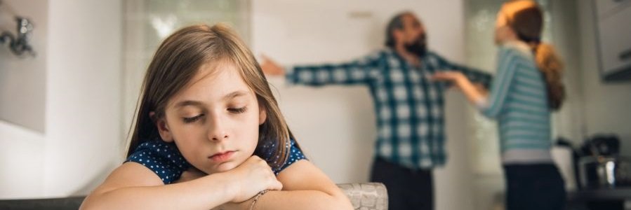 Parenting Disputes Father and Mother Arguing in front of daughter