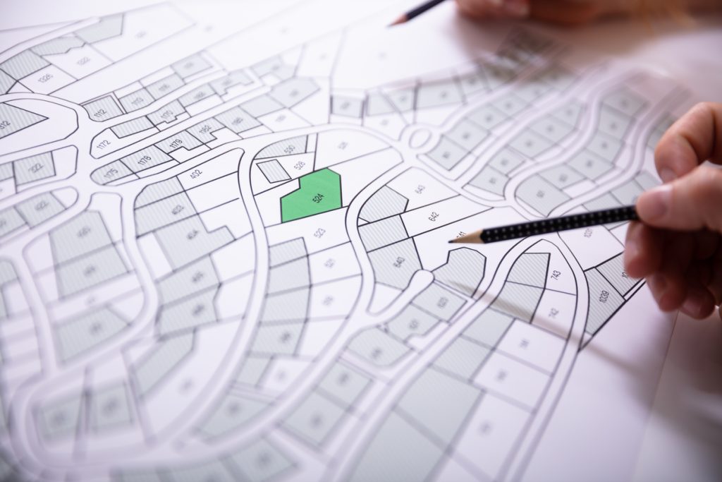 Map showing property boundaries
